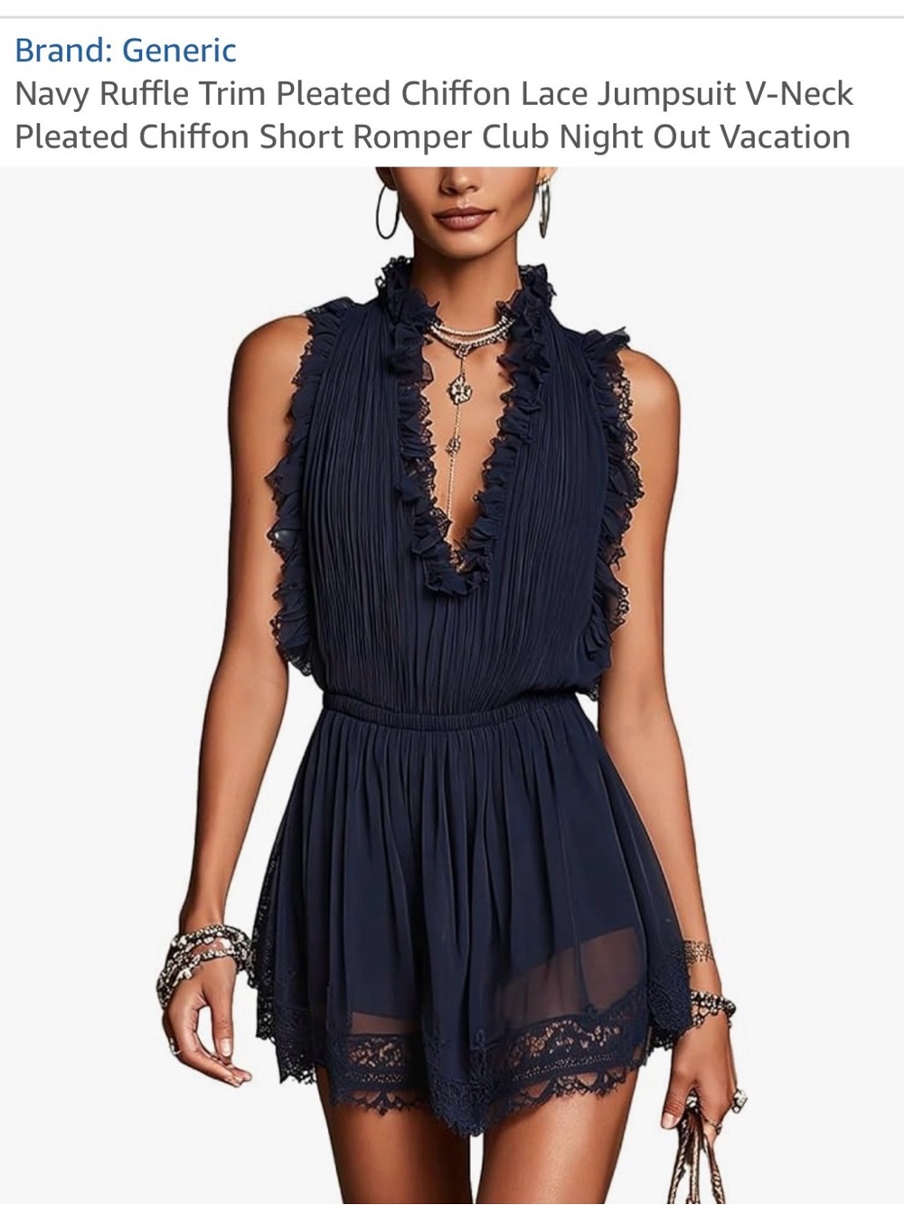 Navy Ruffle-Trim romper